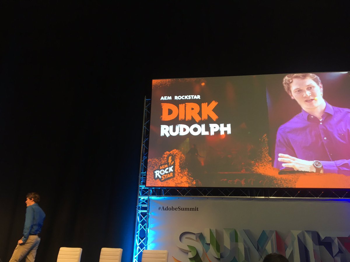 samircaus's tweet photo. @NetcentricHQ Dirk wins the #AEMRockstar finals at #AdobeSummit https://t.co/j3258bCV1T