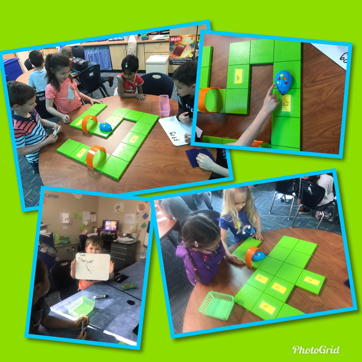 benvenr14's tweet image. Kindergarten used #codeandgomouse and #beebots to practice blends. Who knew making words could be so much fun!