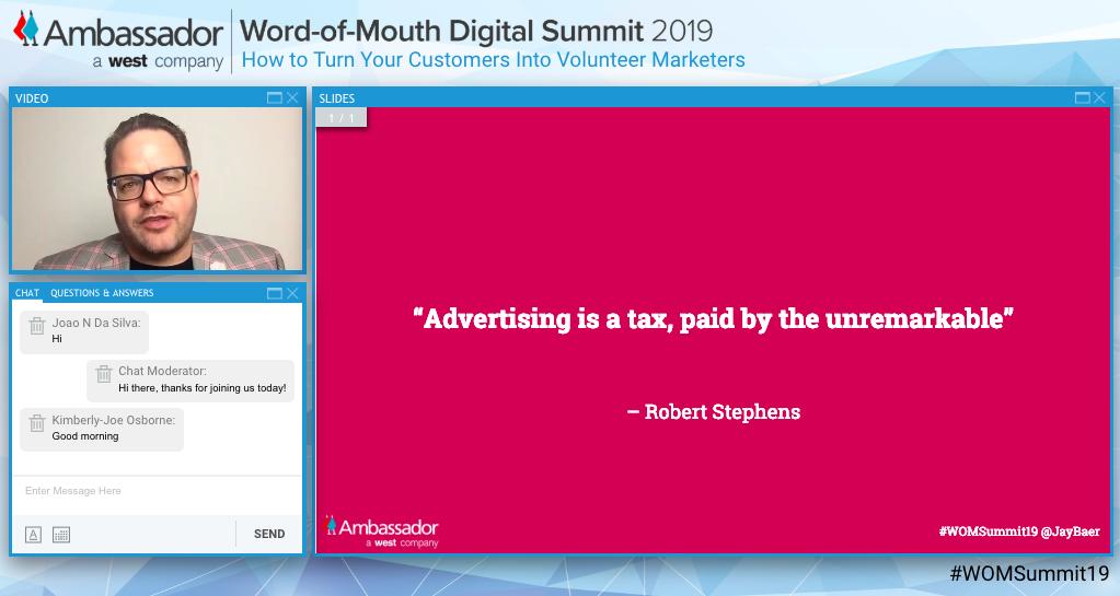 Ambassador's tweet photo. We're kicking off with @jaybaer - chat with us using the hashtag #WOMSummit19 https://t.co/vE0zLubTws
