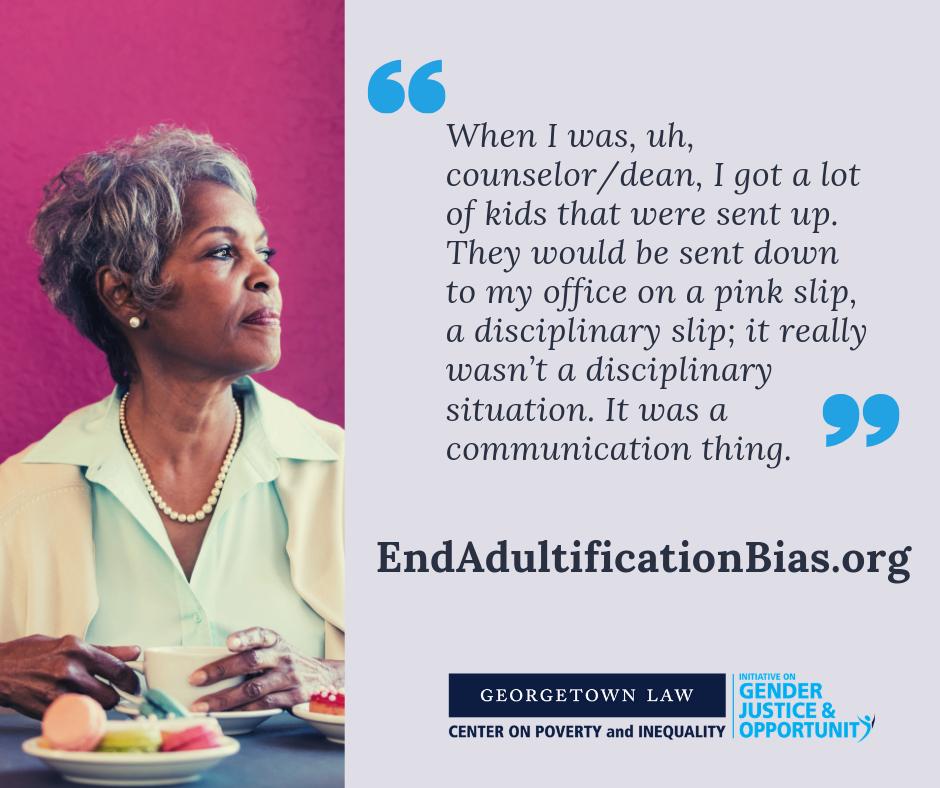 gtowngenderjust's tweet image. Does this example of adultification bias sound familiar to you? Let us know at EndAdultificationBias.org  
#LetBlackGirlsBeGirls