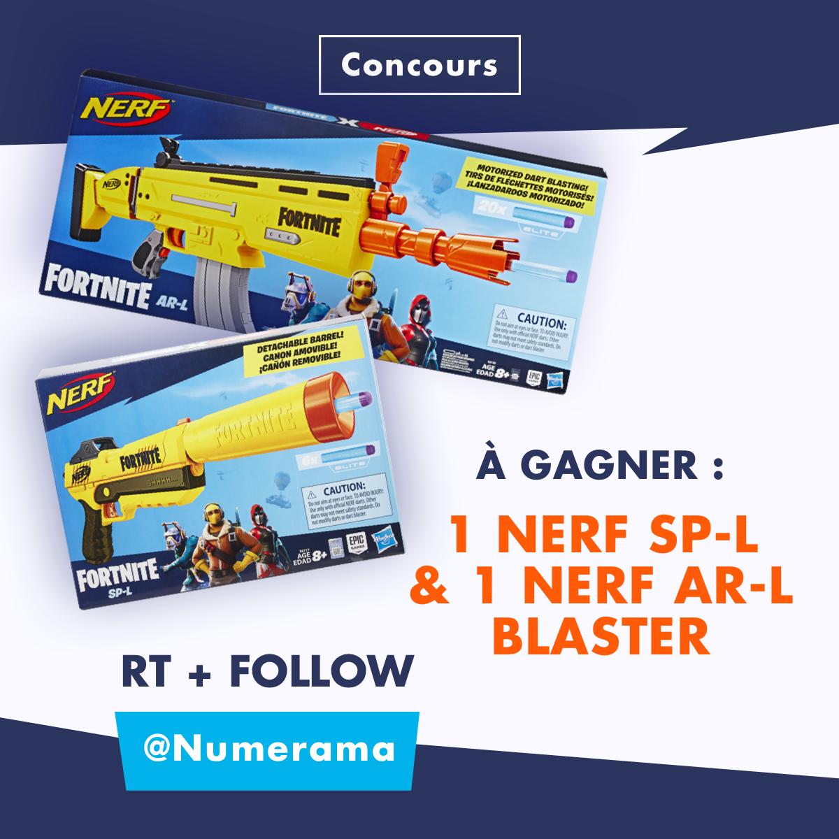 🎁 #CONCOURS ! 🎁

🔫 Les guns NERF #Fortnite sortent aujourd'hui, et on vous les offre ! 👌

🔸 RT + follow 
<a href="/Numerama/">Numerama</a> 🔸

Vous avez jusqu'au 22/05 pour participer !

Que le meilleur gagne 😎