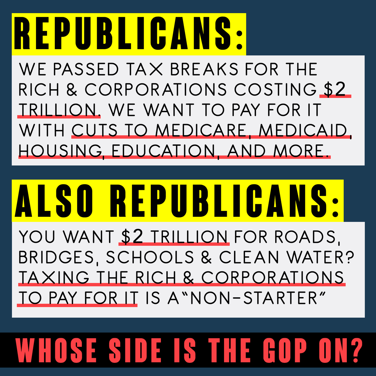 NETWORKLobby's tweet photo. The GOP was willing to give $2 trillion tax cuts to the rich at the expense of working families, but when it comes to creating a just infrastructure plan why are they refusing to ask the rich to pay their fair share to make it happen? #InfrastructureWeek #InfrastructureJustice https://t.co/JoT37eNgg5