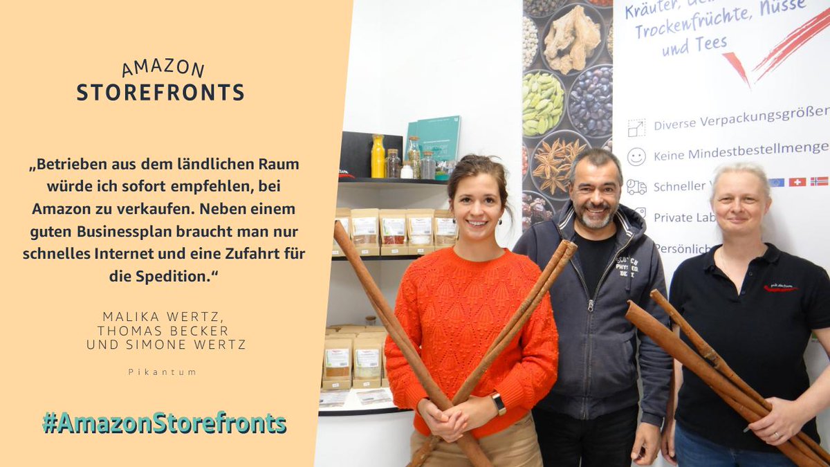 AmazonNewsDE's tweet photo. Simone Wertz vertreibt mit #pikantum aus #Gersten in Niedersachsen Gewürze aus der ganzen Welt. Wie #Amazon ihr dabei geholfen hat, ihren ländlichen Betrieb zu vergrößern, lesen Sie hier: https://t.co/NCgchZt75B #AmazonStorefronts https://t.co/iQj0GRs8VG