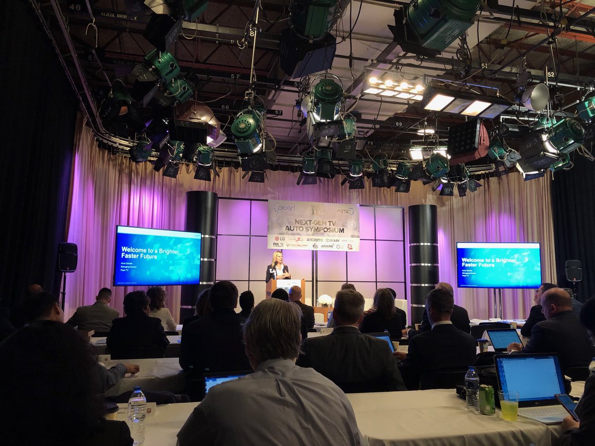simonshaykhet's tweet photo. Next Gen TV Auto Symposium: “This is the first of a series with the automotive community... we’ll be enabling services in the top 40 markets in the U.S. We look forward to the interactive conversations.” Anne Schelle, Managing Director Pearl TV. #atsc3auto https://t.co/3rGRPWQDl6