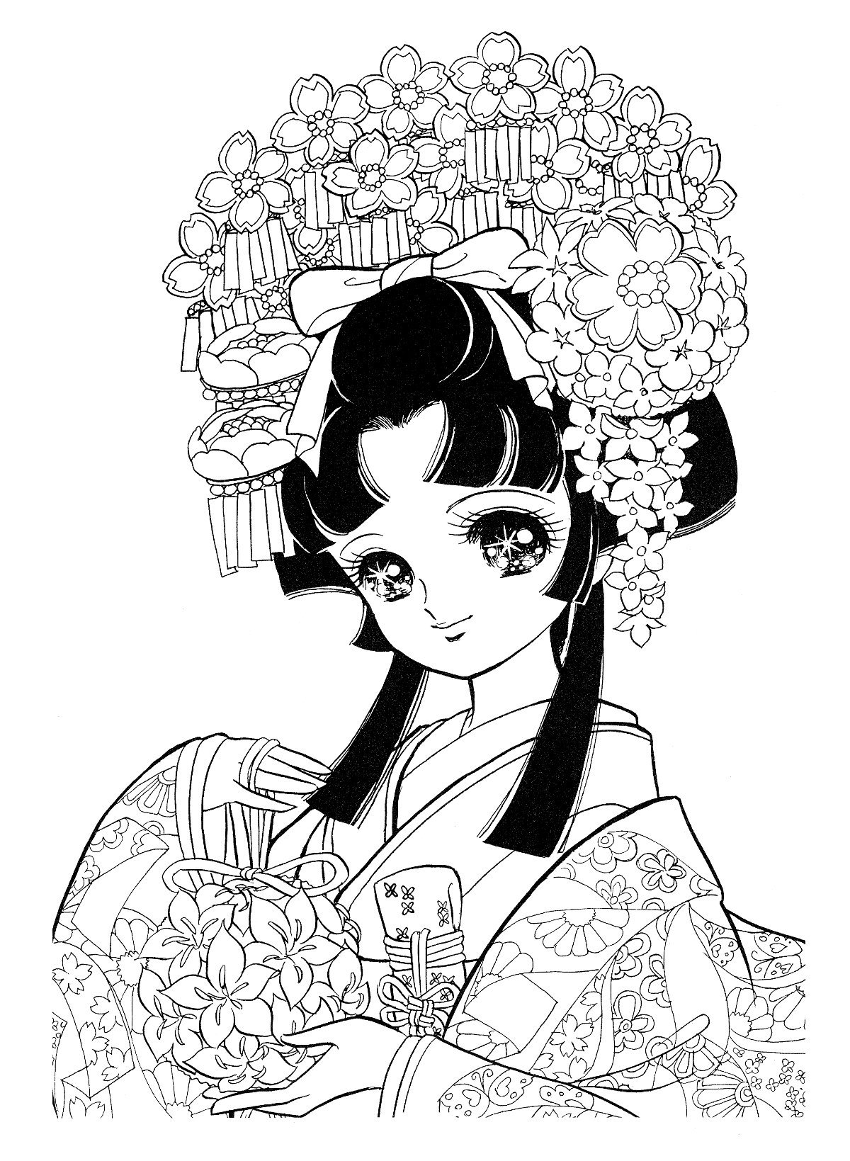 ミツキ Ma ウス ｄｑｗ Na Twitteru お姫様ぬりえ お姫様 和服 着物 ぬりえ 塗り絵