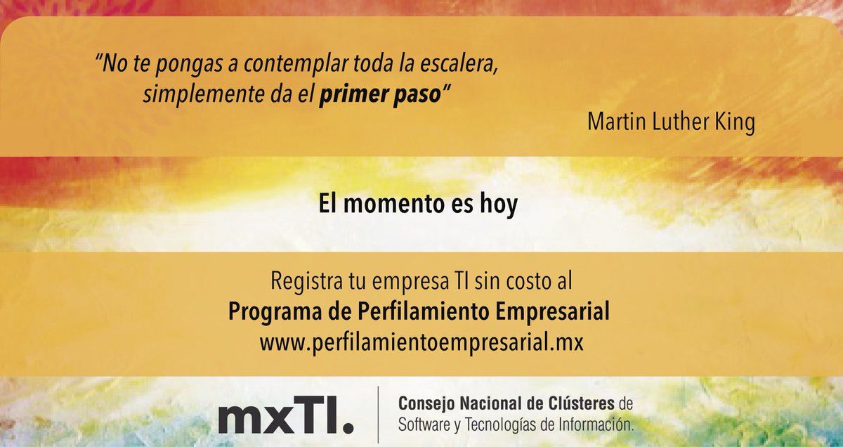 Porque el momento es hoy. Registre a su empresa TI al Programa Perfilamiento Empresarial, donde obtendrá información clave para el crecimiento de su negocio. Programa sin costo, acérquese a su Clúster regional perfilamientoempresarial.mx #Cluster #TI #Estrategia #Innovacion #Negocios