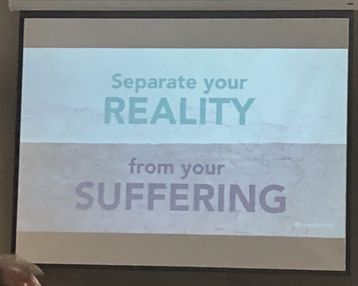 QNETManitoba's tweet image. Separate your reality from your suffering. Move your team from “why we can’t” and “why we shouldn’t have to” to “how we can.” @CyWakeman #realitybasedleadership #noego #QNETMB19