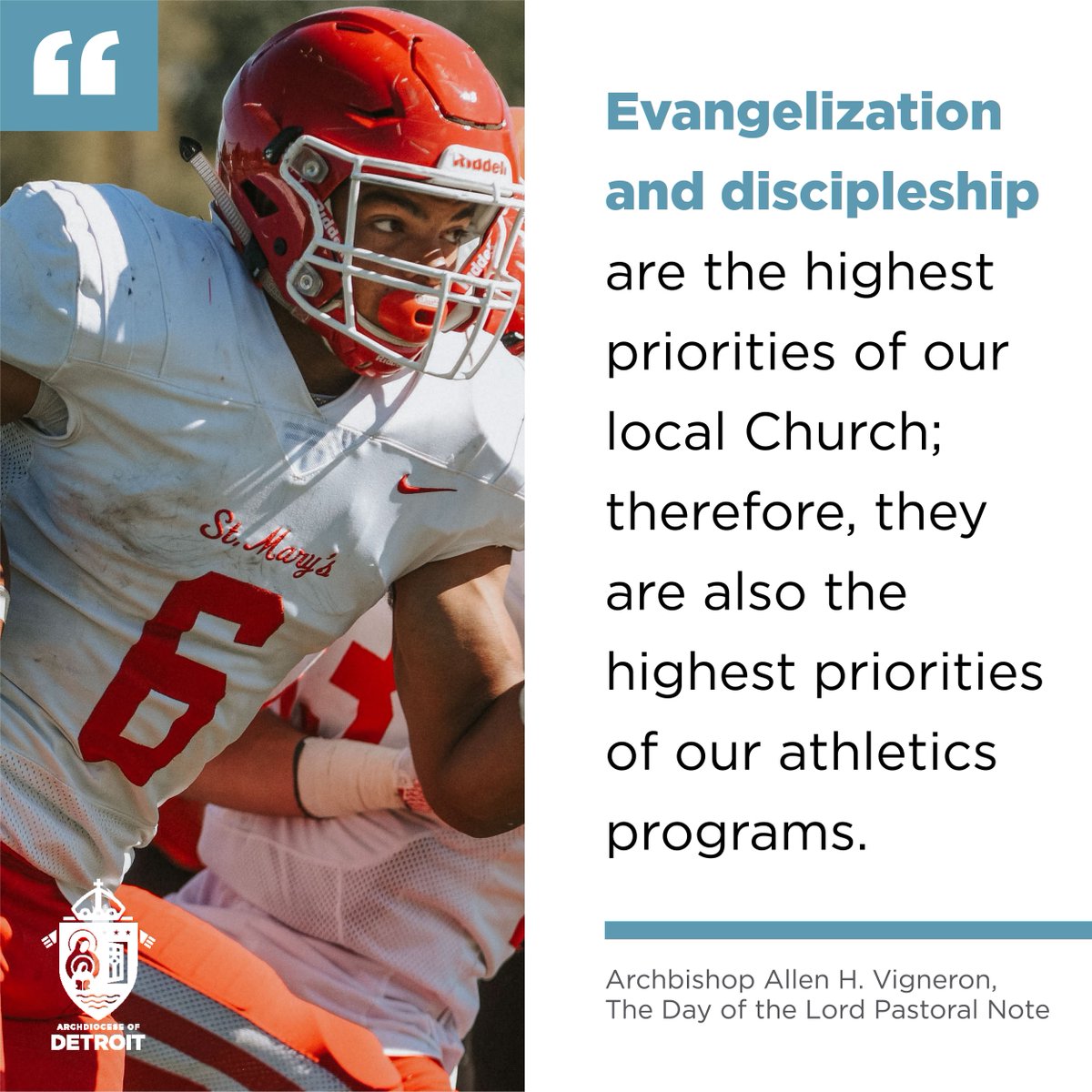 ArchofDet's tweet image. After much prayer, @DetArchbishop has announced in his most recent pastoral note that competitive athletic programs in the grade and high school levels are called to no longer play games or conduct practices on the Lord’s Day.

Read more: tinyurl.com/y4eaufxw
