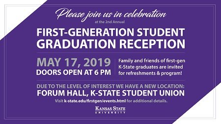 KStateLSAMP's tweet image. LOCATION CHANGE | First-generation graduation reception. Now being held in @kstate_union
 Forum Hall. Due to the level of interest, the event needed more space! Graduates will have reserved seating in Forum Hall. #FirstgenCats #FirstgenForward