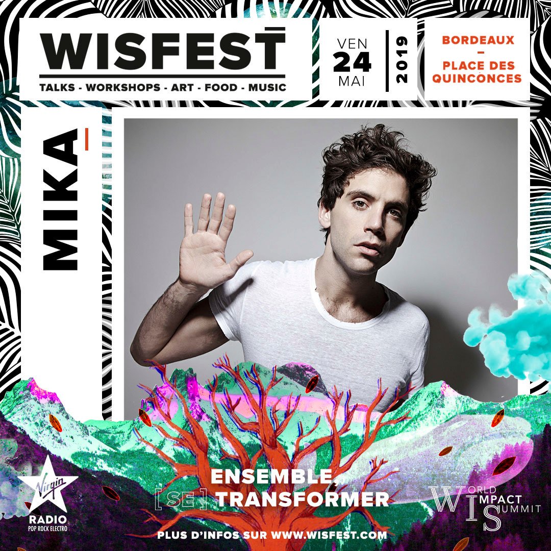 wisbdx's tweet photo. @mikasounds viendra vous faire danser vendredi 24 mai sur la place des Quinconces à Bordeaux, lors du World Impact Summit, le festival des solutions pour la planète.

Toutes les infos : https://t.co/fiYaYgY9vK

#Mika #Bordeaux #WISFEST #WIS19 #Festival https://t.co/5PzsAlhbXQ