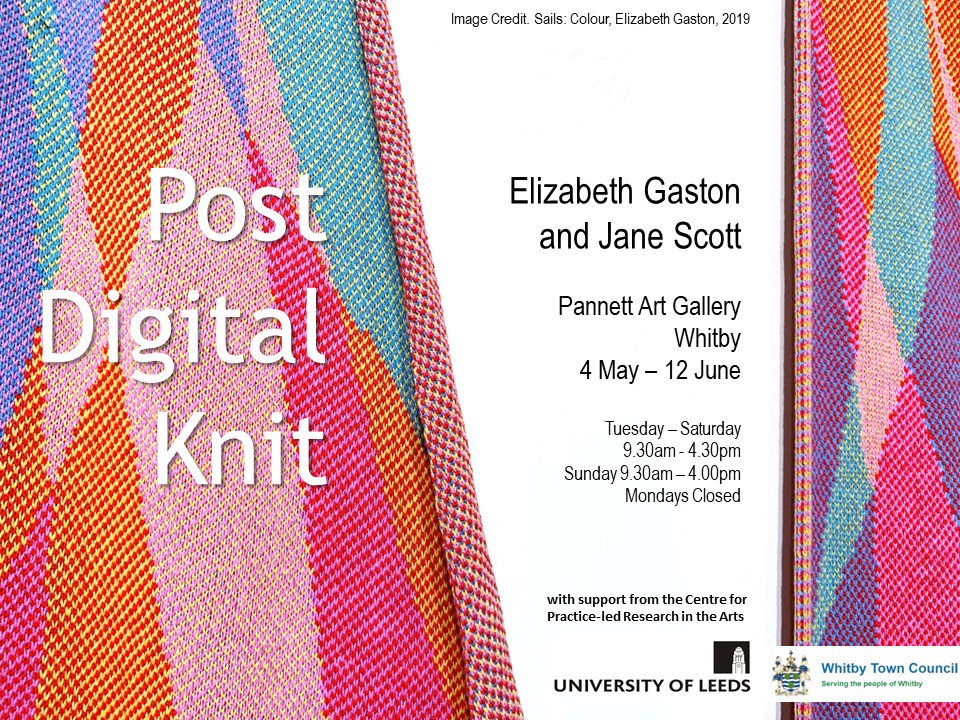 postdigitalknit's tweet photo. Post Digital Knit, an exhibition of responsive knit at the Pannett Art Gallery, Whitby. 12th May -4th June 2019 https://t.co/VXwQ0oCnkz