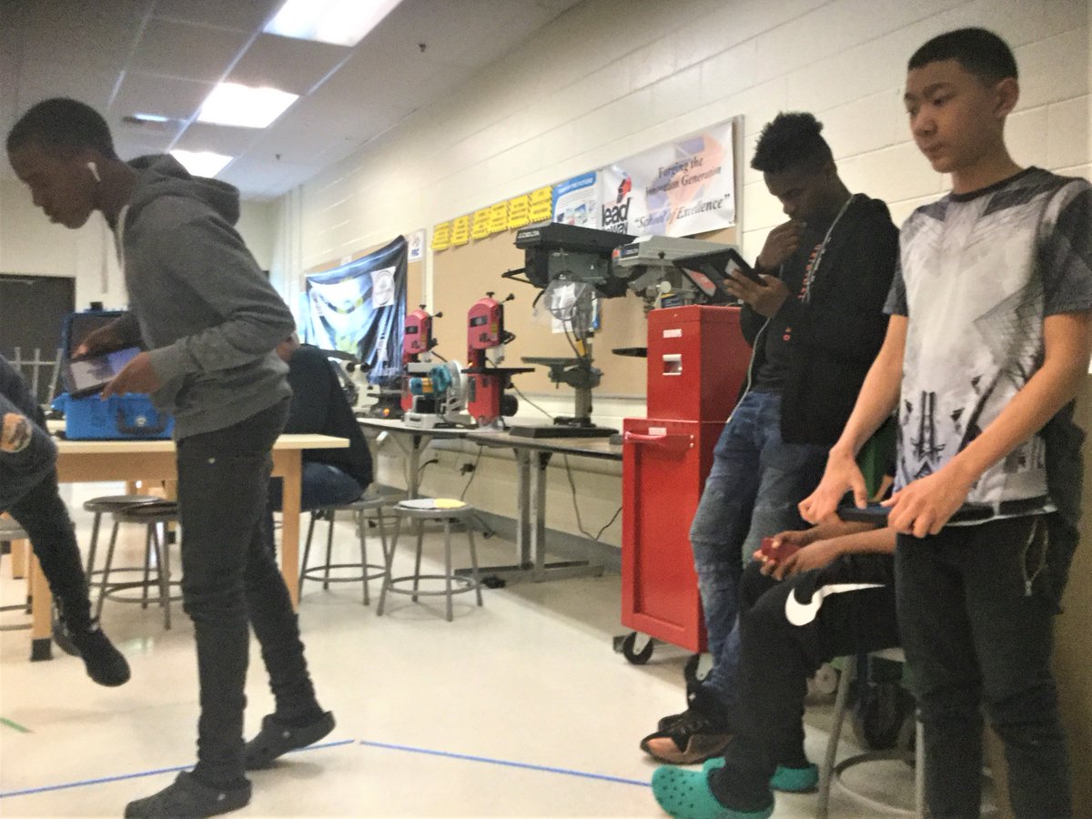 McDonoughHS's tweet photo. Woot! Ram computer programmers in Ms. Henry's intro. class @MCDonoughHS take their computerized chariots (moving according to their coded directives) for a test drive today before tomorrow's competitive heats begin! #IndividuallyProud #CollectivelyStrong https://t.co/pYIe2pilW5