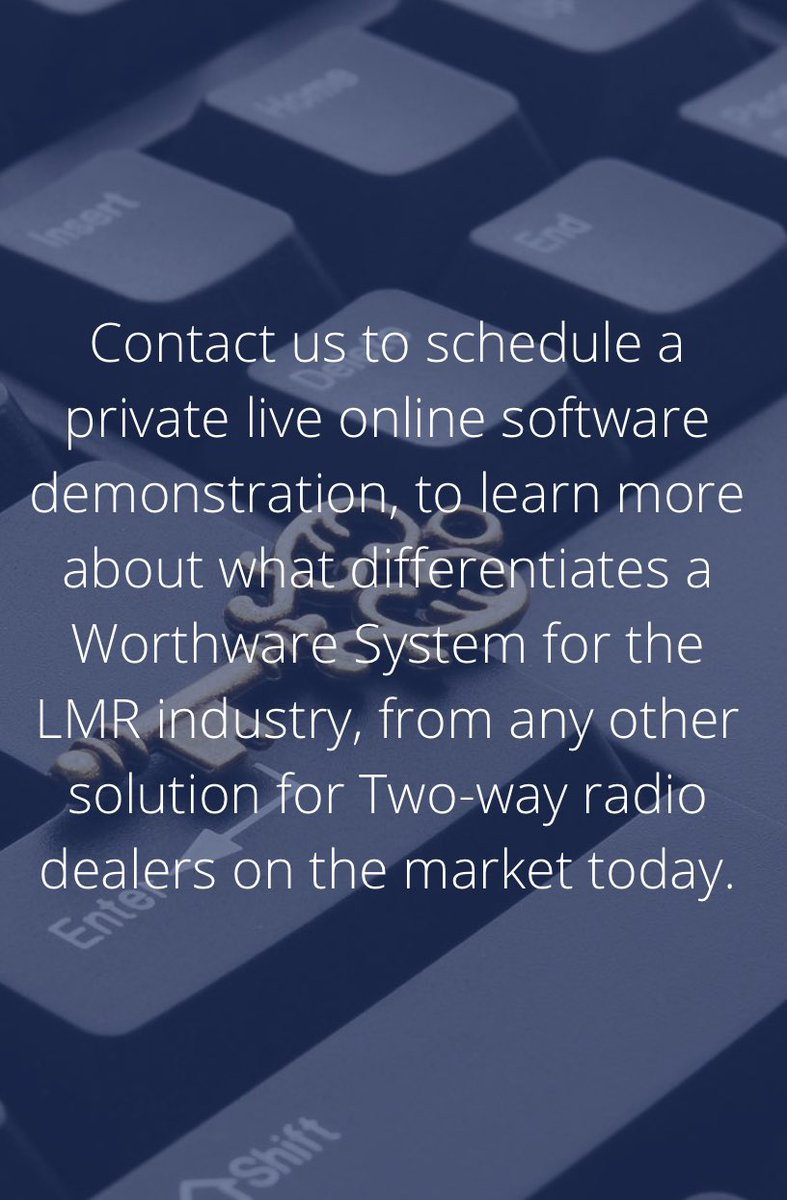 worthware's tweet photo. Contact us to schedule a private online software demo to learn what differentiates a Worthware System for the LMR industry, from any other solution for Two-way radio dealers on the market, and how it can help you run your Rental business more profitably. https://t.co/0CM6peNknm https://t.co/MZmD2ueehw