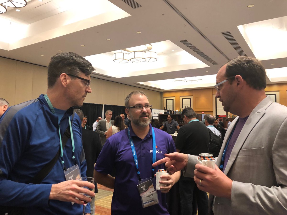 ConnectWiseCRU's tweet photo. Perch peeps in action at #hisacSP19 Booth 10. Fill your bags with the latest #PerchSecurity swag & say hi to these smiling faces π@wes_spencer @HealthISAC https://t.co/TX3EjIOTSH