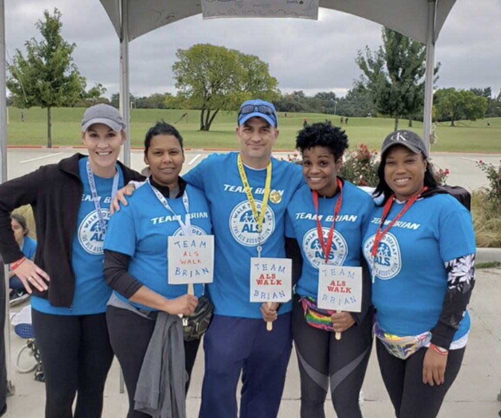 BigBlueTiffany's tweet photo. October 22, 2018 we all pulled together and walked for ALS in your honor. And today we all mourn and pull ourselves together to attend your funeral.  Brian Patelski, you will be missed dearly by every soul you ever encountered. #TeamBrian #IBMCoppell #MyCoffeeBuddy 💔 https://t.co/ImctAcoqfy