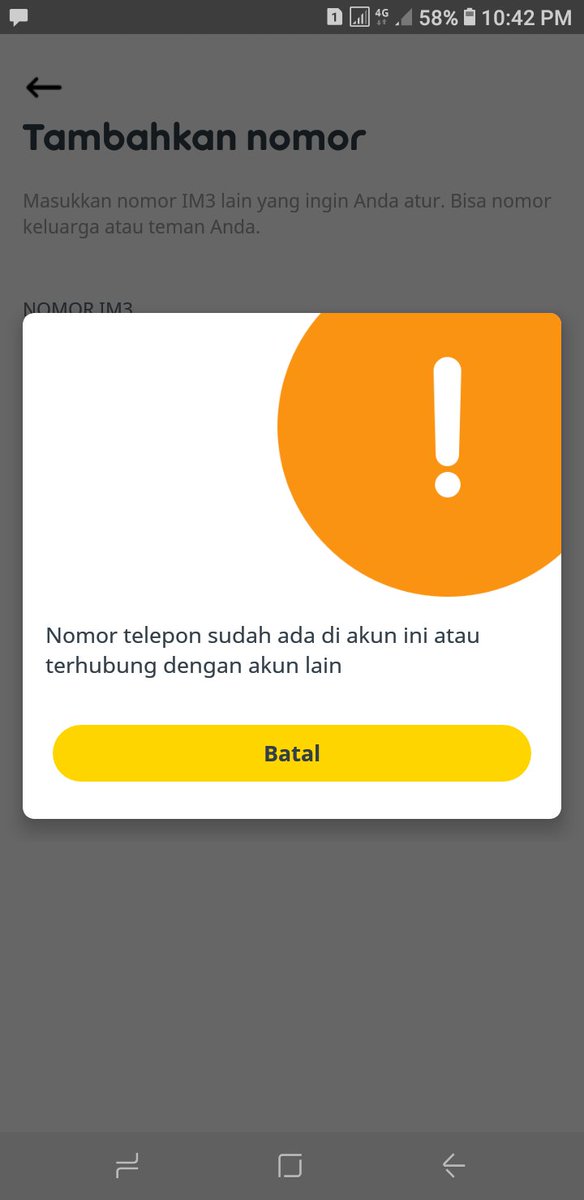 MasAndank's tweet photo. @IndosatCare Hallo indosat, saya ingin menambahkan nomor saya yang lain ke myim3 tapi kok tidak bisa? Seperti gambar. Padahal sudah di clear cache dan udah log out sehingga app myim3 nggak ada nomornya tapi tetep tidak bisa. https://t.co/W5fB8qNCIH