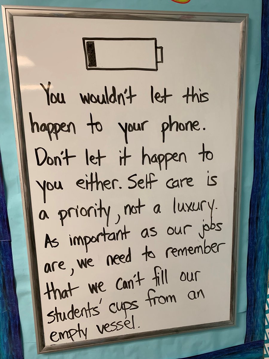 Today's staff lounge encouragement:
It's not just OK to take a break, it's necessary. We can't fill our students' cups from an empty vessel. #EduInfluence #edumatch