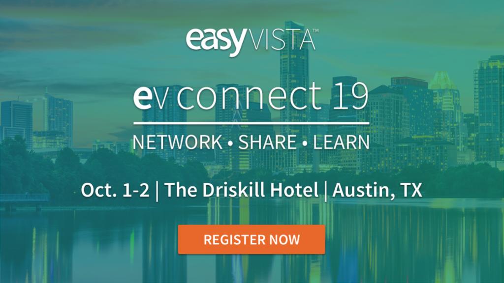 jonnyrizz's tweet photo. EasyVista’s annual user conference EV Connect 2019, will allow customers and partners the opportunity to learn about the latest EasyVista tools and technologies to achieve service transformation success. EV Customers - register here for early bird pricing! https://t.co/WJvbuanGxv https://t.co/vlJZOzpLmG