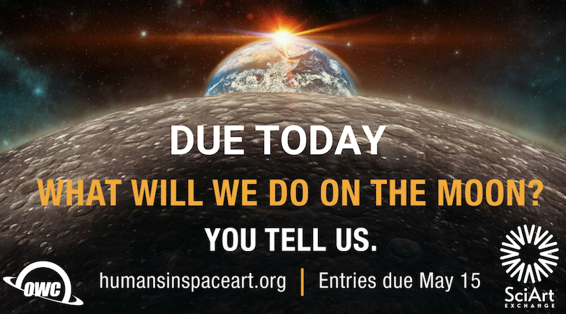 SpaceArtSAE's tweet photo. It's the last day for the #HumansInSpaceArt Youth Competition! Share your vision thru visual, literary, musical or video art! Entries due May 15 by 23:59 US CT. Open internationally for ages 10-18. #BeInspired #BeCreative #BeHeard https://t.co/Xa00bZnJI9 #WelcometotheMoon #SciArt https://t.co/irUpQoiU7c