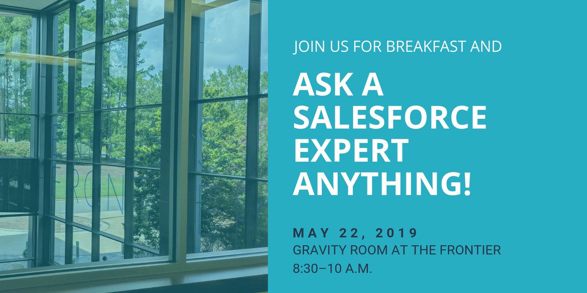 CloudGiants's tweet photo. Sometimes you just need to sit down with an expert face-to-face to move the needle forward. If #Salesforce has you stuck, join us at @FrontierRTP for open office hours Wednesday 5/22. We'll provide breakfast. You provide the questions. Ask us anything! https://t.co/F530oFuVNX https://t.co/z6ZApqyOtD