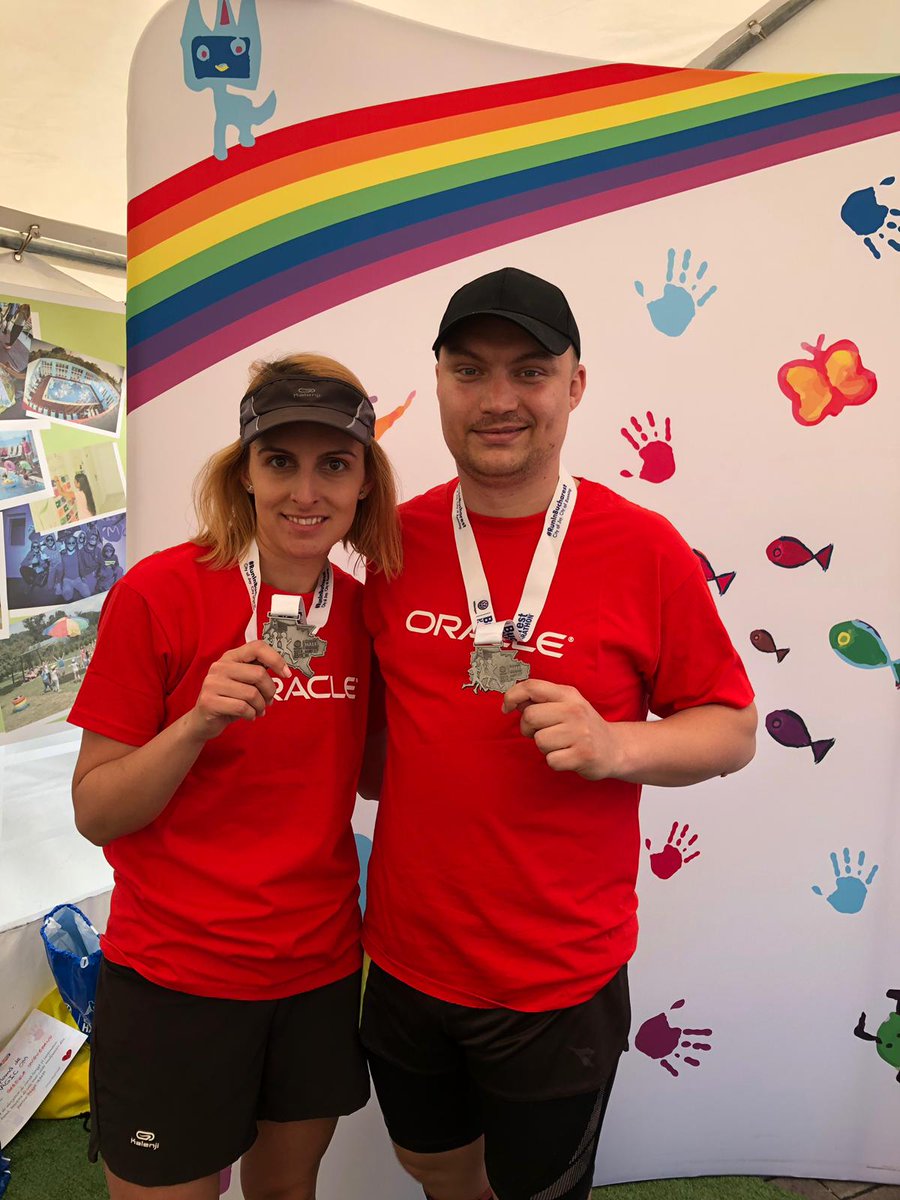 Lee_Menzies2's tweet photo. Felicitări to our #OracleFieldSupport team mates, Aura and Edi, completing the #Bucharest Half #Marathon. Not only did they achieve their own personal goals, they were proudly supporting #MagiCAMP  
#lifeatoracle #ExploreOracle. https://t.co/UBbXdBZRNL https://t.co/GY5TuVmQNN