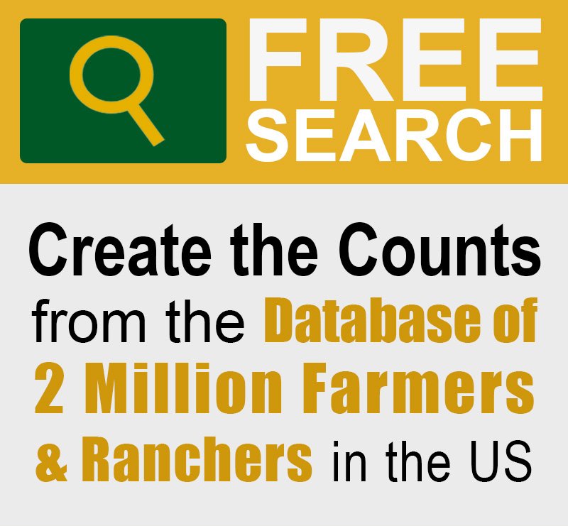 USFarmdata's tweet image. Database of over 2.5 Million Farmers and Ranchers in the U.S. - complete with Crops, Acres and Livestock information. FREE SEARCH HERE: usfarmdata.com/farm-searchhom…
#USFarmData #FarmersDatabase #RanchersDatabase