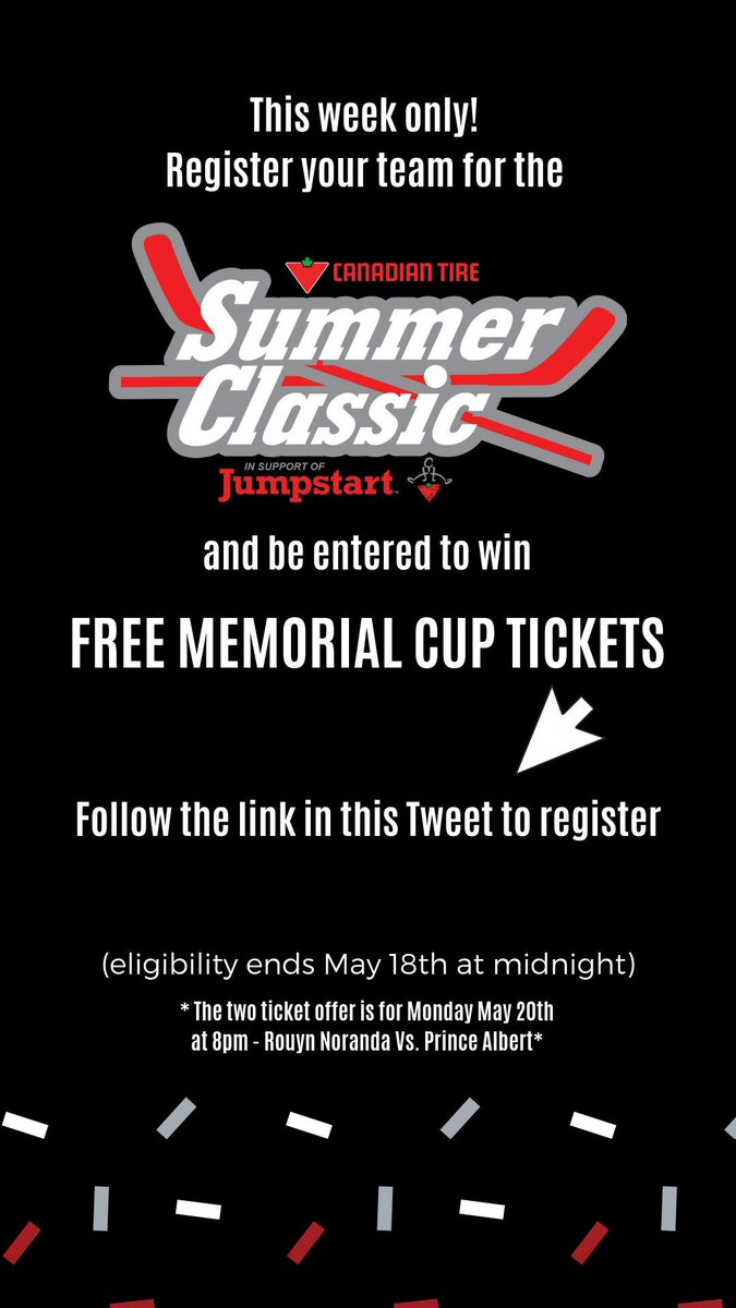 Register your Ball Hockey Team by Saturday at midnight and be entered to win Memorial Cup tickets 🎫 docs.google.com/forms/d/e/1FAI…