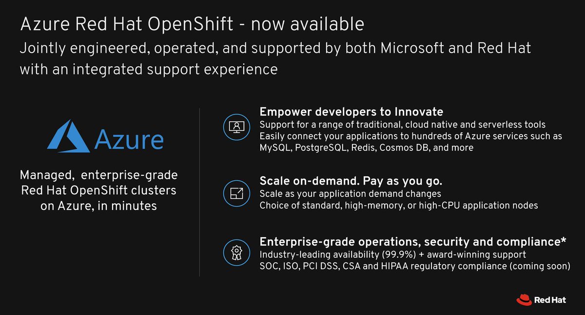 TorstenVolk's tweet image. #RHEL8 #OpenShift4 and other  goodies from #RHSummit. Working on detailed hands-on review this week. Let’s see if we can get our machine learning models deployed :-). #UltimateTest @ema_research #RedHat #Azure #OpenShift #Kubernetes