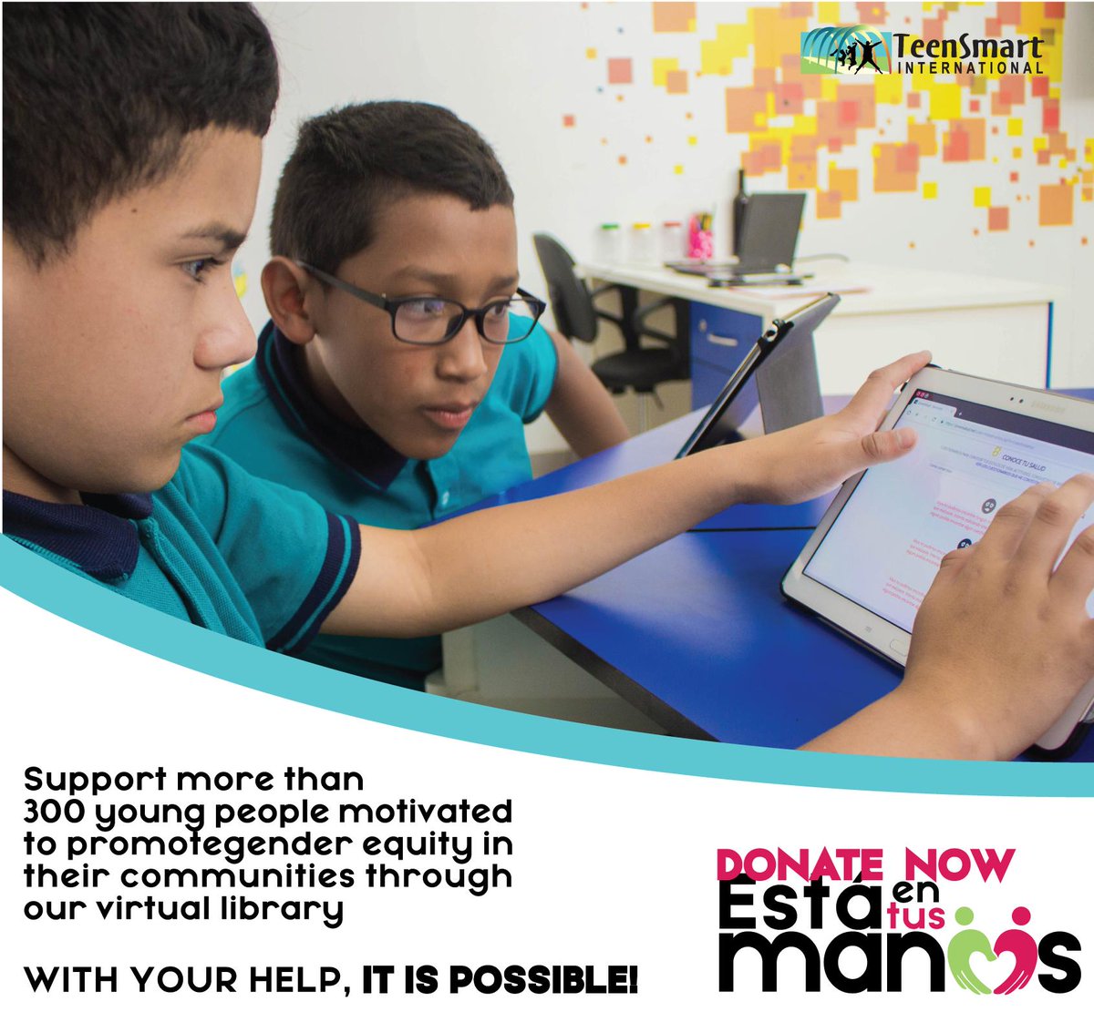 We need to equip and train more than 300 adolescents with the tools to make smart decisions and to live up to their potential. You can help us! Make your donation at lnnk.in/b7al and collaborate with the construction of a mobile tech library
