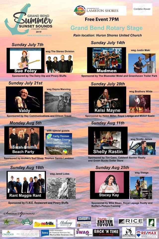 GB Sunset Concerts (@gbsunsetconcert) on Twitter photo Our summer line-up! Many thanks to our amazing sponsors. Bring on summer! <a href="/LambtonShores/">Lambton Shores</a> <a href="/TourismLambton/">Ontario's Blue Coast</a> <a href="/onwestcoast/">Ontario's West Coast</a> <a href="/SWOTourism/">Southwest Ontario</a> Our summer line-up! Many thanks to our amazing sponsors. Bring on summer! <a href="/LambtonShores/">Lambton Shores</a> <a href="/TourismLambton/">Ontario's Blue Coast</a> <a href="/onwestcoast/">Ontario's West Coast</a> <a href="/SWOTourism/">Southwest Ontario</a>