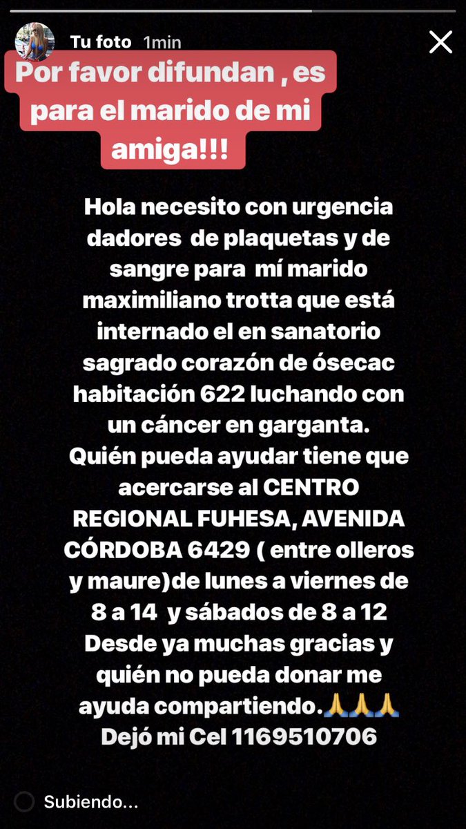 melody_toscano's tweet photo. No cuesta nada compartir, es el marido de mi amiga que pelea por un cancer. Muchas gracias #plaquetas #dadoresdesangre 🙏 https://t.co/bknuttHYdZ