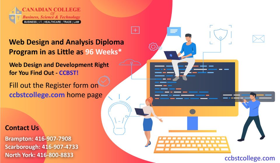 ccbst_canada's tweet image. Web Design and Analysis Diploma Program in as little as 96 weeks*
fill out the Register form on ccbstcollege.com and Register Now!!
Call us: 416-907-7908 | 416-907-4733 | 416-800-8833
admissions@ccbst.ca
#WebDesignProgram #WebDesignCourses