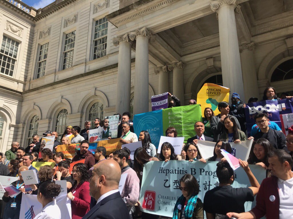 I spy with my little eye...the REACH Program w/ fellow CBOs on the steps of City Hall in #NYC! We’re here to demand funding for #HepatitisElimination ... #HepatitisC #HepC #HCV @hepfreenyc @nycHealthy @HealthNYGov @NYGovCuomo @NYCMayor