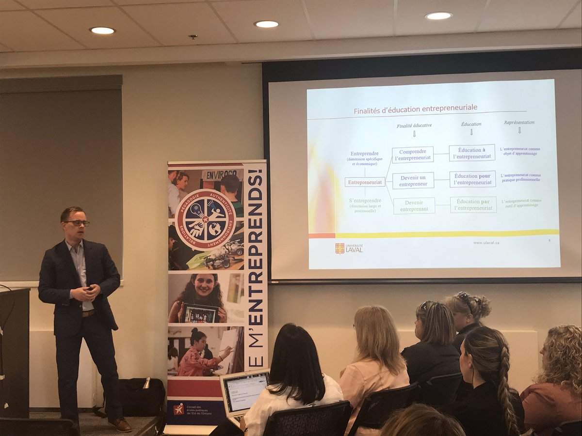 bigirard's tweet photo. Merci M. Mathias Pépin de l’Université Laval qui nous parle de sa thèse Apprendre à s’entreprendre #SICECEPEO2019 #collabCEPEO https://t.co/EKz5NTHuoB