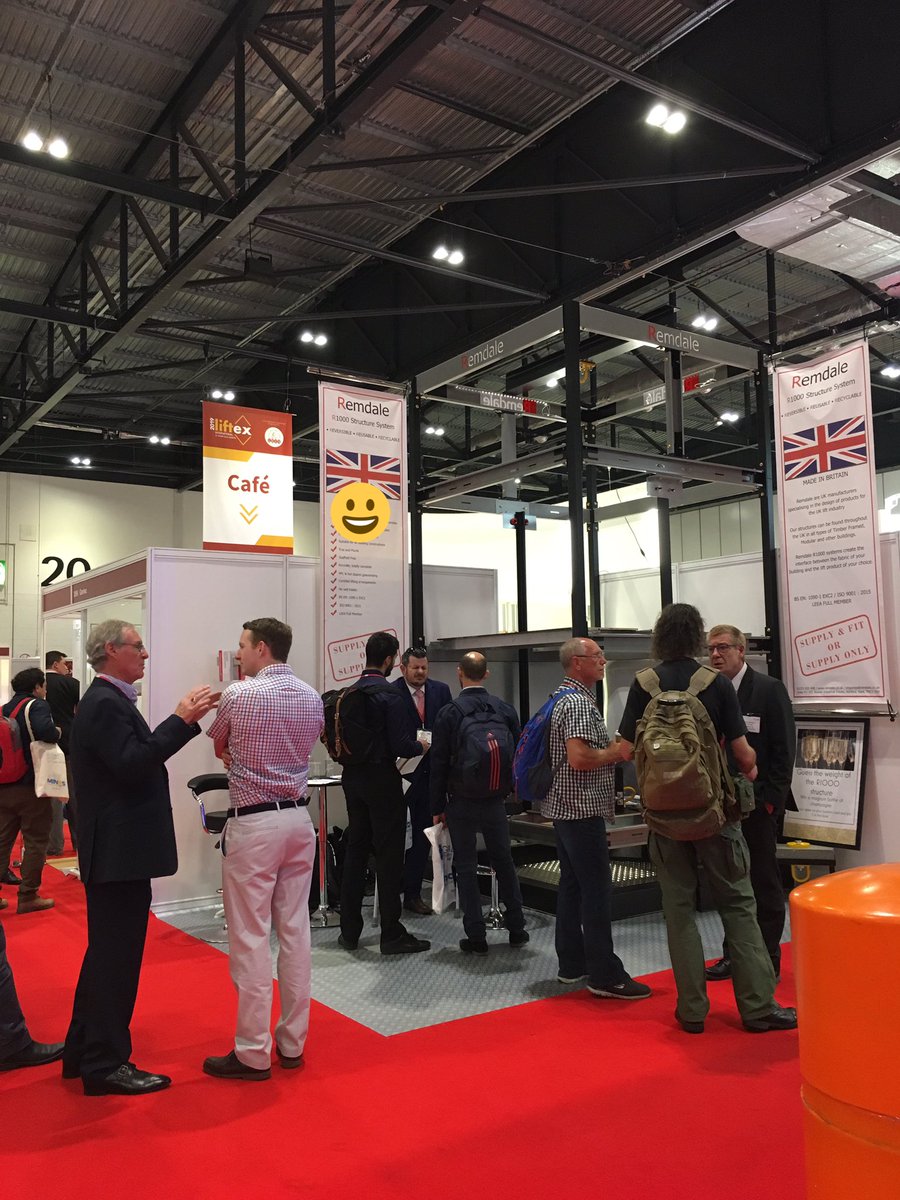 remdale's tweet photo. A very busy day at #Liftex2019. 
Our R1000 structure system draws lots of interest. What you see is what you get. Ok, not the flashing lights at the top, but you do get a PPC and galvanised finish as standard. https://t.co/XKOMSTLSXV