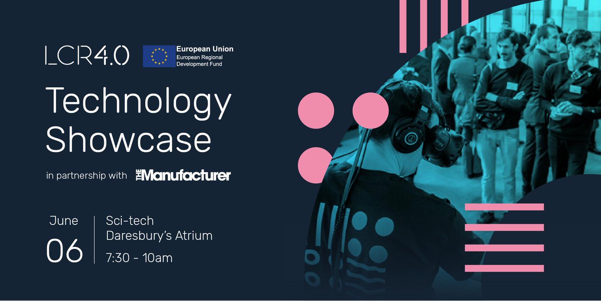 Happy to be a partner for the 'LCR 4.0 - Technology Showcase' taking place June 6, at the Sci-Tech Daresbury Atrium.

A unique celebration of an Industry 4 enabled community.

Register for your tickets here: ow.ly/WWfU50udqen <a href="/weareLCR4/">We Are LCR4</a>