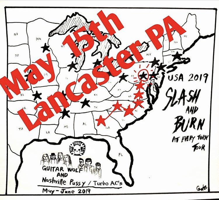 nashville_pussy's tweet photo. LANCASTER, PA! TONIGHT! Nashville Pussy, Guitar Wolf, and Turbo A.C.’s at Tellus 360! #nashvillepussy #guitarwolf #turboacs #tellus360 #lancaster #pennsylvania @GuitarWolfJet @theturboacs @tellus360 @AtomicMusGroup https://t.co/CTRbk0tVtX