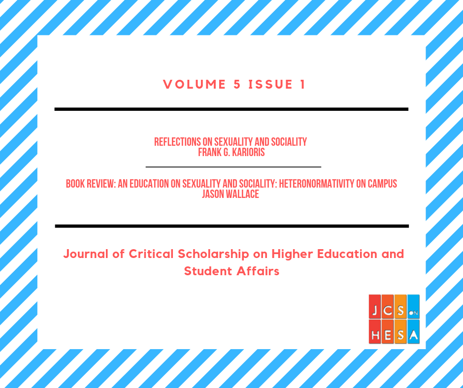 JCSHESA's tweet photo. Happy to open a new volume of work at JCSHESA with this wonderful editorial and book review of an Education on Sexuality and Sociality: Heteronormativity on Campus! #JCSHESA #HigherEd #Critical #Education #Research https://t.co/duB6F3n4h9
