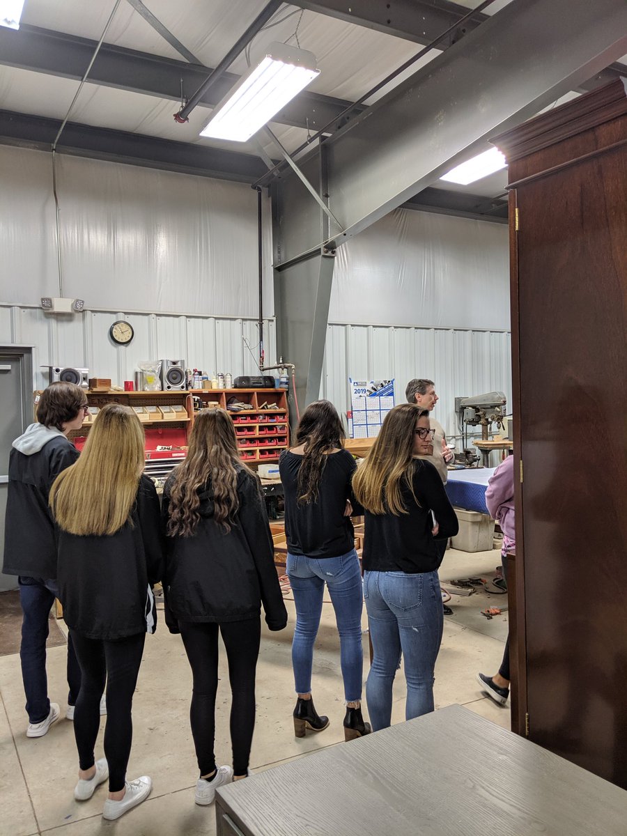 FalconShowHouse's tweet photo. After seeing the @KittingerFurn room @JLBuffalo #JLBShowHouse2019, the tour of the #KittingerFurniture Factory &amp; HQ was so interesting! We learned about their furniture building process along with some stories of #history &amp; #fame. @fcsdprincipal #fieldtrip #FalconPride #BleedBlue https://t.co/Vh4T4EWKzy