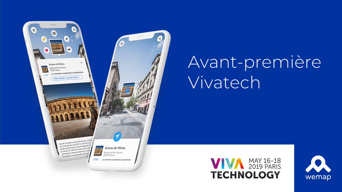 getwemap's tweet photo. Quand l'#AR s'apprête à entrer utilement dans notre quotidien. Wemap dévoile en avant-première @Vivatech une nouvelle expérience d’exploration du monde réel et les services innovants créés par ses clients grâce à la réalité augmentée.
Rendez-vous Hall 1 sur les stands J16 et H31. https://t.co/eftDfAH9XB