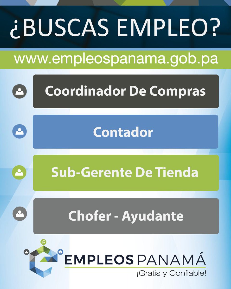 ¿BUSCANDO EMPLEO? 👀 ℹ️
•
Para aplicar a estas y otras vacantes debes registrarte 💻 en empleospanama.gob.pa , Subir tu hoja de vida CORRECTAMENTE 📄 y listo!🙌🏽 Aplica a las vacantes de tu preferencia ✅
.
#EmpleosPanamá 🇵🇦
#GratisyConfiable 💯