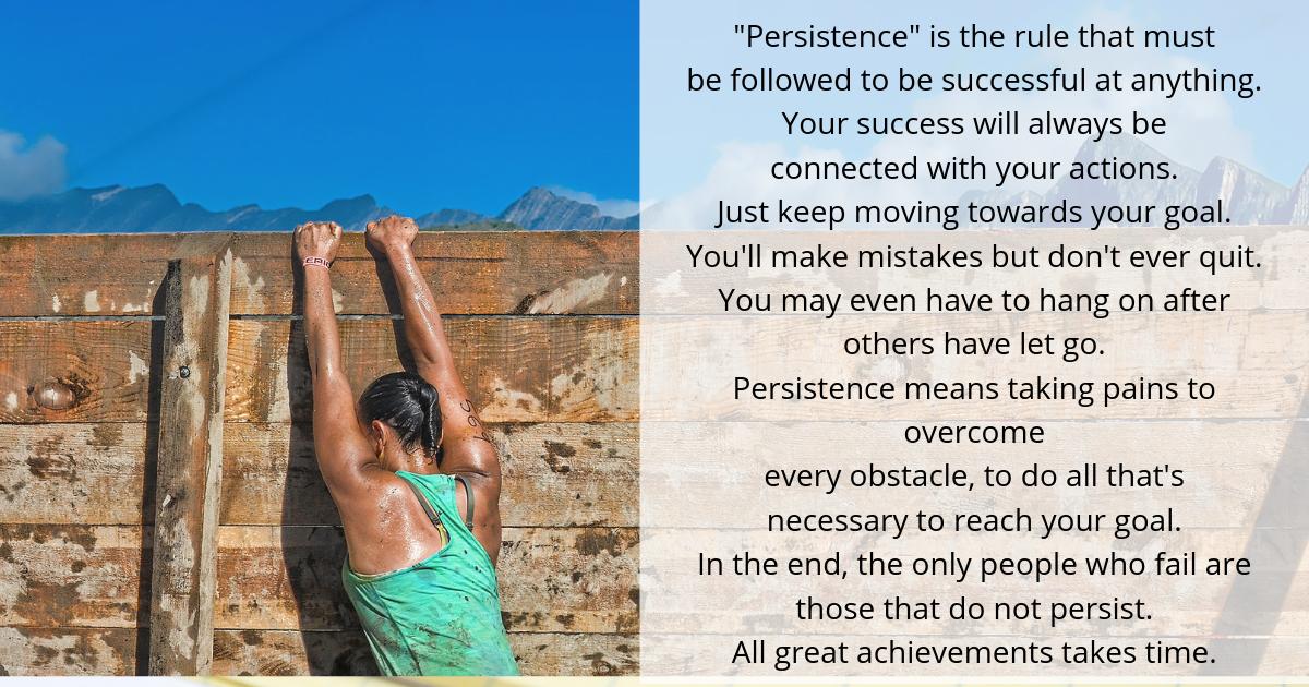 Persistence is the KEY to achieving your goals and success! If one of your goals was to get through this week, keep moving...you're halfway there! #WednesdayWisdom #motivation