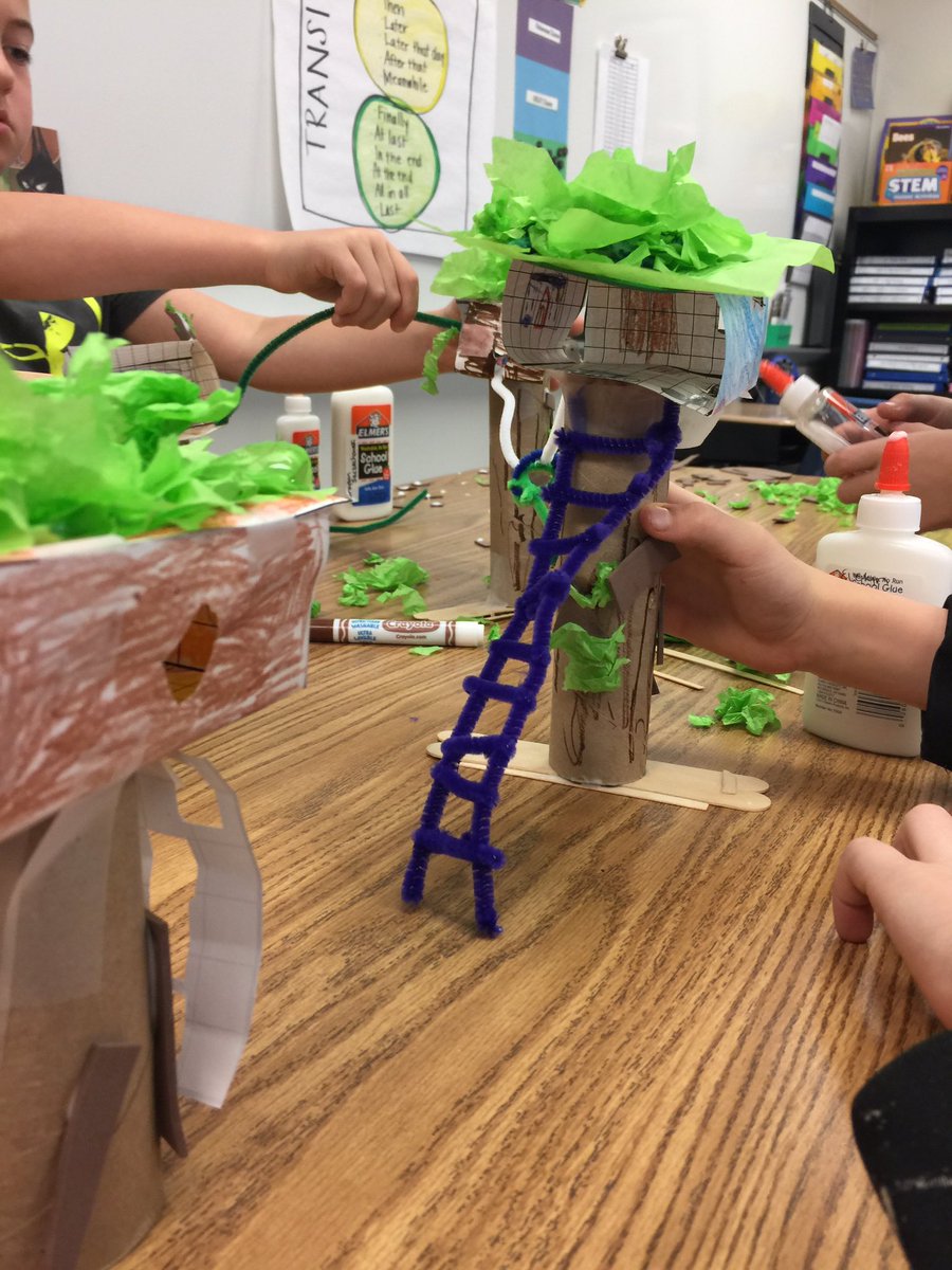 awlswa's tweet image. Second graders engineering their tree house models! #TreeHouseMasters