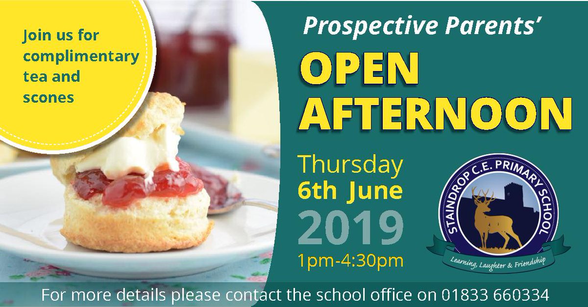 staindropceprim's tweet photo. Pop along to our #OpenAfternoon on Thursday 6th June and discover why #OfstedOutstanding Staindrop Primary could be the right choice for you. We look forward to meeting you! 
#primarychoices https://t.co/xd9UFlFqJo