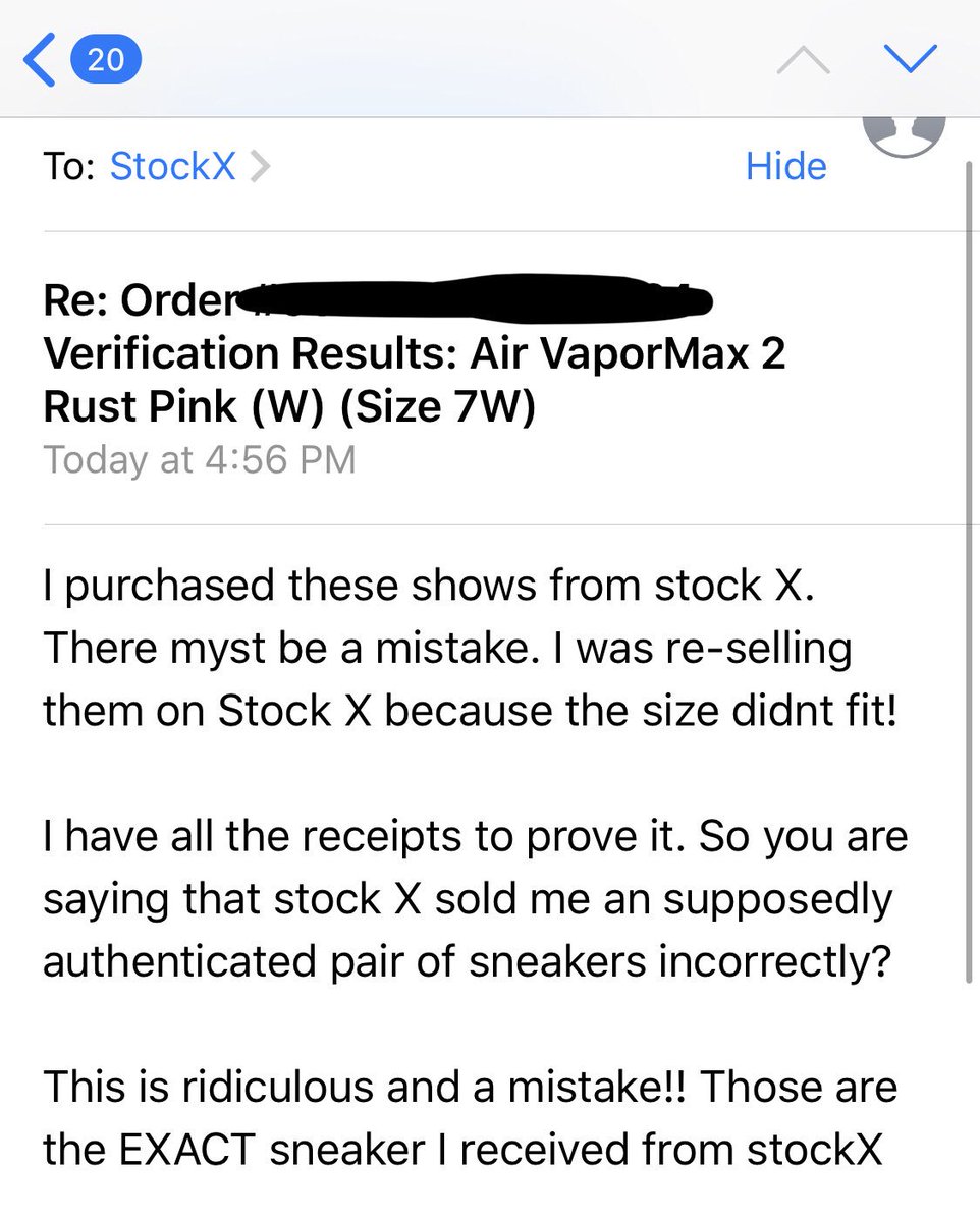 colon_candida's tweet photo. BUYERS/SELLERS BEWARE!!! I purchased a pair of AirMax from @stockx on 5/5. They didnt fit so I resell on @stockx, re-sold them on 5/12 (and took a small loss in profit) @stockx recieves the SAME sneakers and did not authenticate them! Charged FEE and No responses to my email! https://t.co/uXZicwMJX0