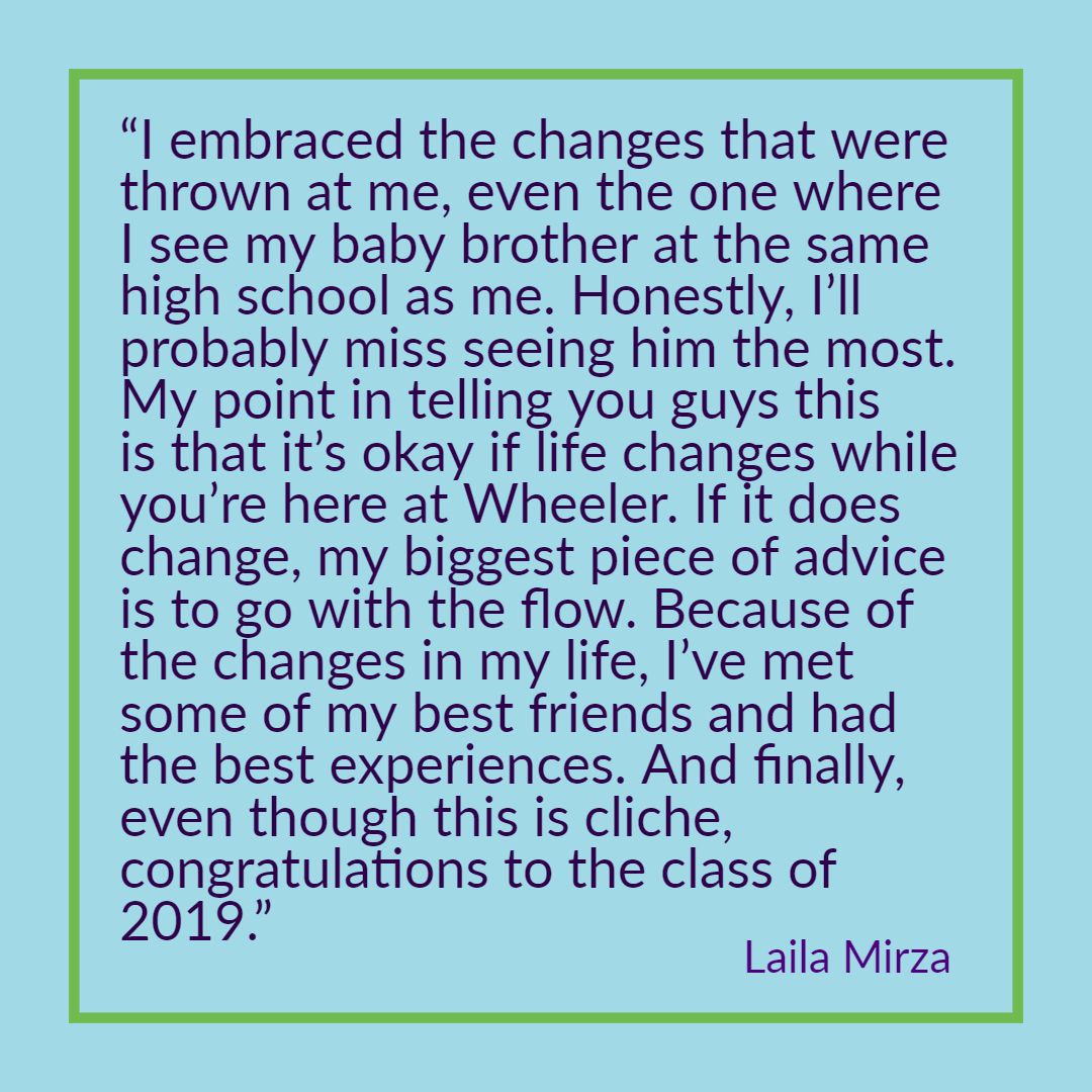 wheelerschool's tweet photo. How fast the year has flown! Looking towards the summer has us feeling a bit nostalgic about the Class of 2019. Here are a few shared words of wisdom by our seniors during their final class assembly. #Classof2019 #WheelerSpirit #LearnOurPowers #GRADUATES https://t.co/pwVaJKDqtB