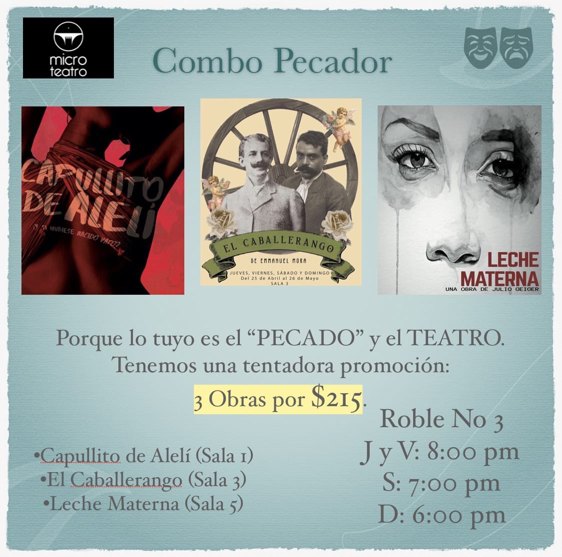 Pura calidad salas 1,3,5 Microteatro 
<a href="/capullitomt/">Capullito de Alelí</a> <a href="/CinemaGarage1/">CINEMA GARAGE</a> <a href="/juliogeiger/">Julio Geiger</a> <a href="/Sol_Ireri/">Ireri Solis</a> <a href="/IsiRojano/">isi rojano</a> <a href="/MicroTeatroMex/">MicroTeatroMexico</a>