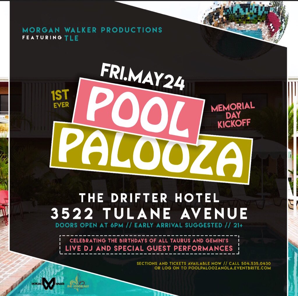 TheRealTlove_'s tweet image. #POOLPALOOZA we starting the summer right!! Tickets on sale @ poolpaloozanola.eventbrite.com 
Next Friday we going CRAZY Drinks on me till 7!