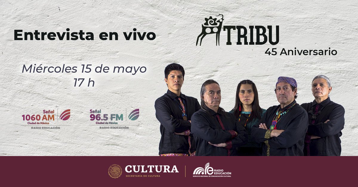 En unos minutos <a href="/musicatribu/">TRIBU</a> nos platicará sobre el festejo por su 45 Aniversario🎉 Disfruta de su sonido, fusión de instrumentos zapotecos, totonacos y aztecas que crean una atmósfera mítica. Acompáñanos por el 1060 AM, 96.5 FM o en e-radio.edu.mx/html/webradio 🎧