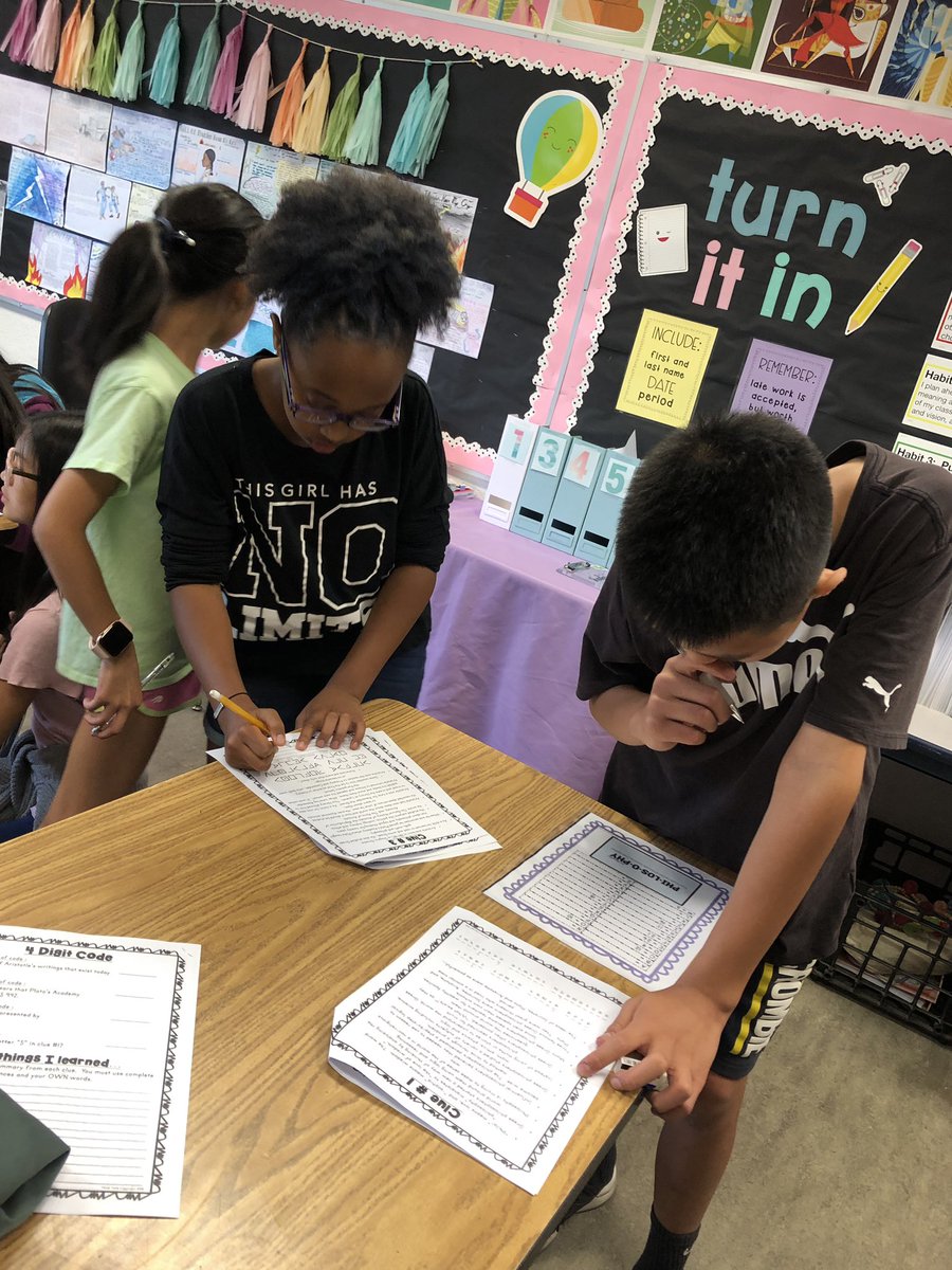TooCool4MS's tweet photo. We had so much fun cracking the code in our Greek Philosophers Escape Room! #iteachhistory #endoftheyearactivities @FirstAveMS https://t.co/wUMJNiXeQb